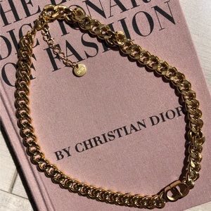 Christian Dior Stainless Steel Gold Choker/Necklace